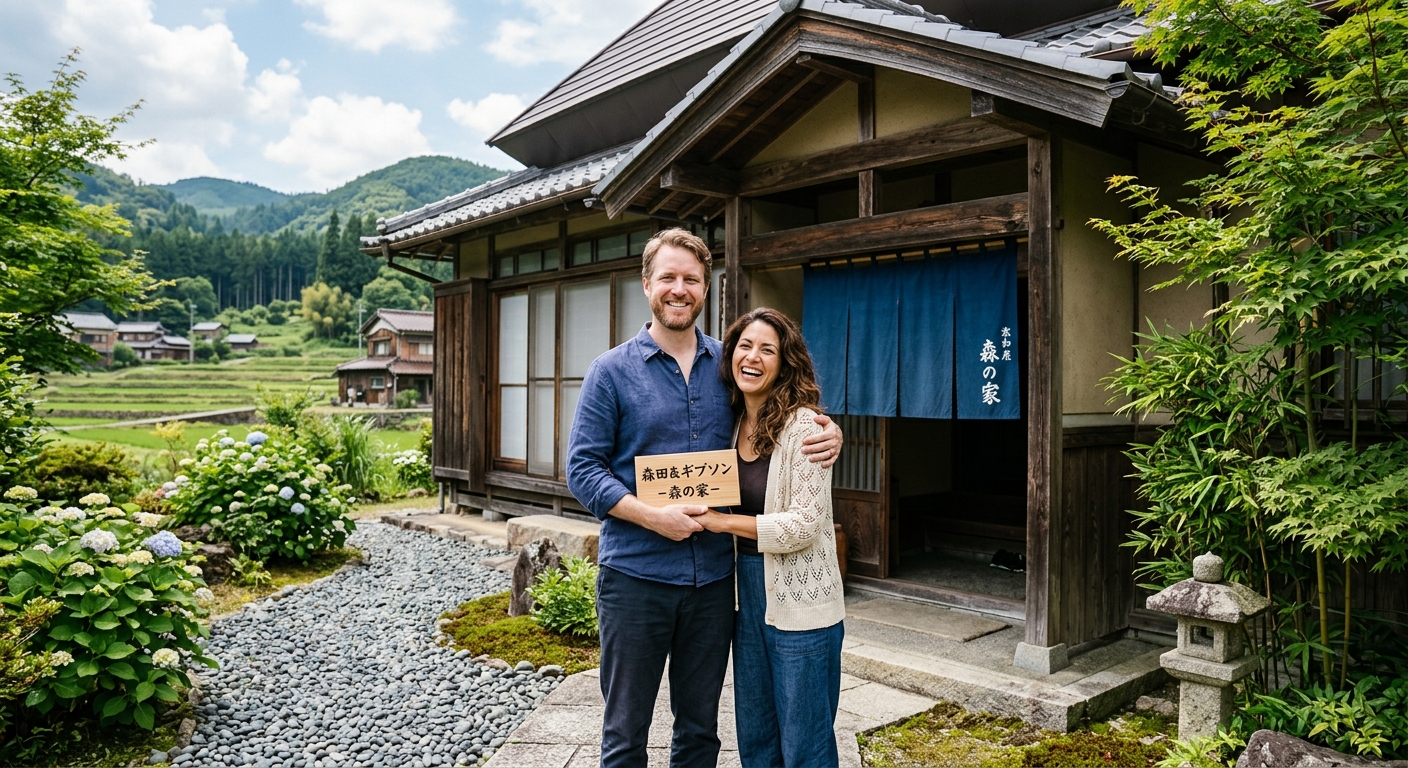 Couple in their new home in Japan